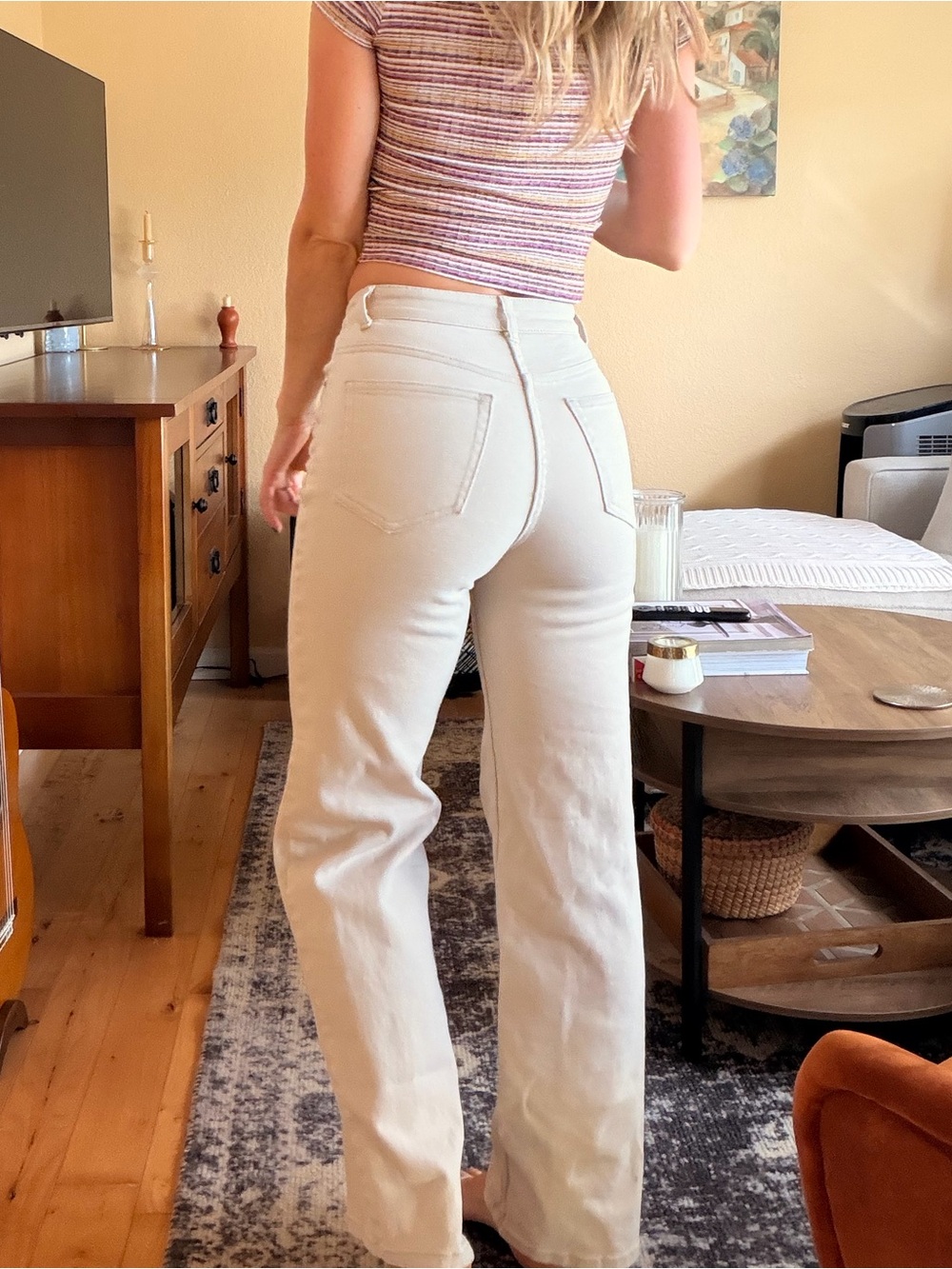H&M Cream Straight-Leg Women's Jeans